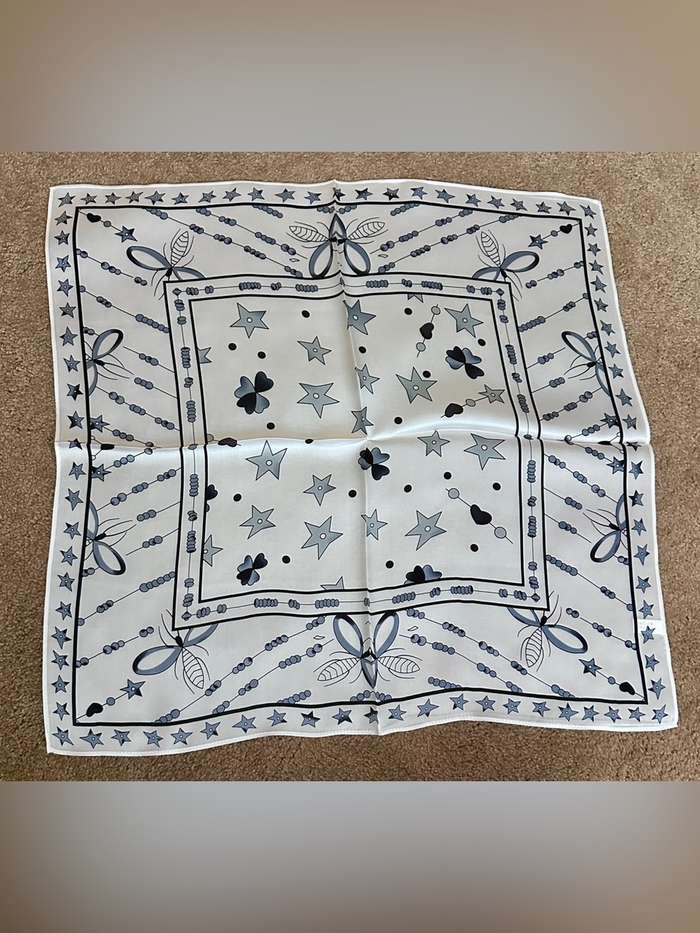 100% Mulberry Silk Scarf - Star & Clover